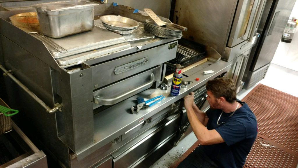 Employing working on Kitchen equipment